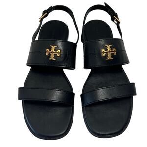 Tory Burch Everly Slingback Black Leather, Signature T logo, Buckle Closure. 7